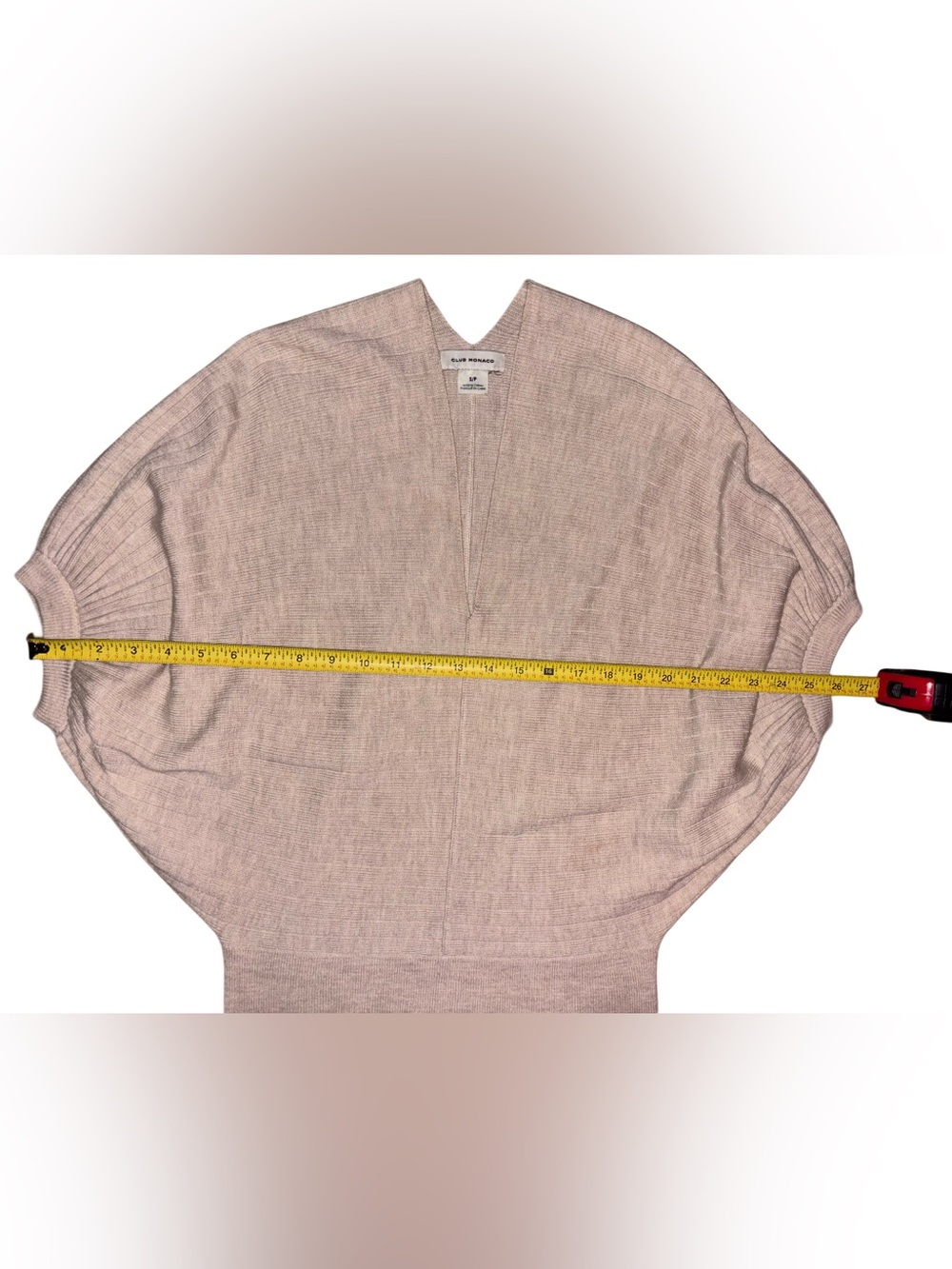 Club Monaco Beige Batwing V-Neck Sweater - Picture 7 of 9